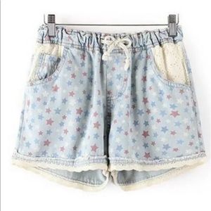 Star Denim Lace Shorts Cute Fashion S
